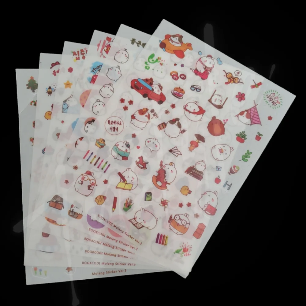 ⭐️3/$20⭐️ Molang & Friends Transparent Sticker Sheets